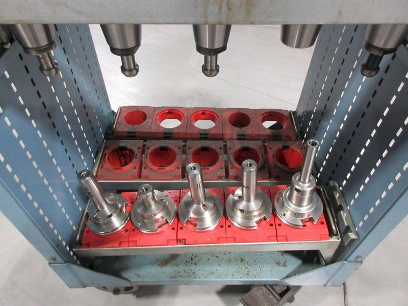 Lista Rolling Tool Cart with Adjustable Shelves, (29) CAT50 Pockets and (18) Erickson CAT50 Hydraulic Tool Holders- Auction Item