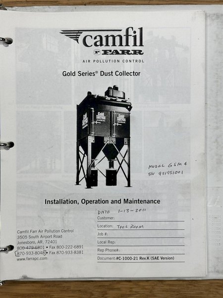 3,000 CFM FARR CAMFILL MODEL #GSM4 DUST COLLECTOR 2011 : YOBRO #24726
