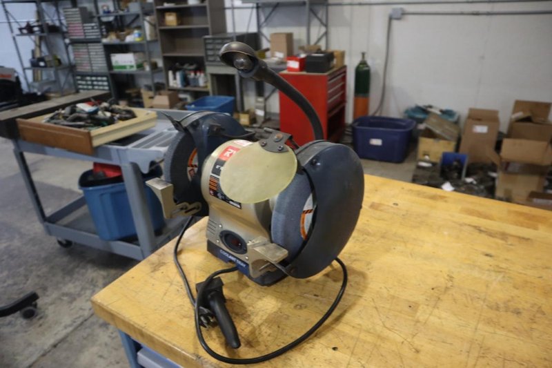 Ryobi 8&quot; Double End Bench Grinder with Tool Rest, Work Light, Coolant Tray, Wheel Dresser, and 5/8&quot; Shaft- Auction Item