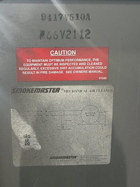 SMOKEMASTER PORTABLE FUME EXTRACTOR. STOCK # 1170323.