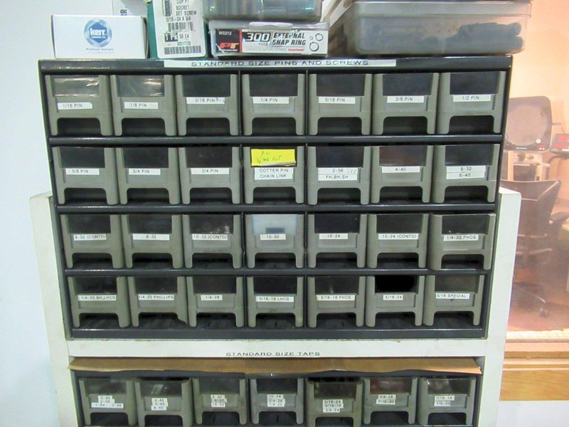 Hardware Storage System with Contents, Including Pins, Taps, Screws, Woodruff Keys and MORE!- Auction Item