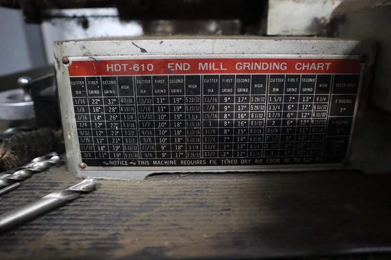 CutterMaster HDT-610 End Mill Sharpener – With Cabinet &amp; Tooling Set- Auction Item