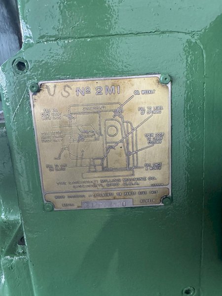 CINCINNATI #2ML HORIZONTAL MILLING MACHINE. STOCK # 0552025.