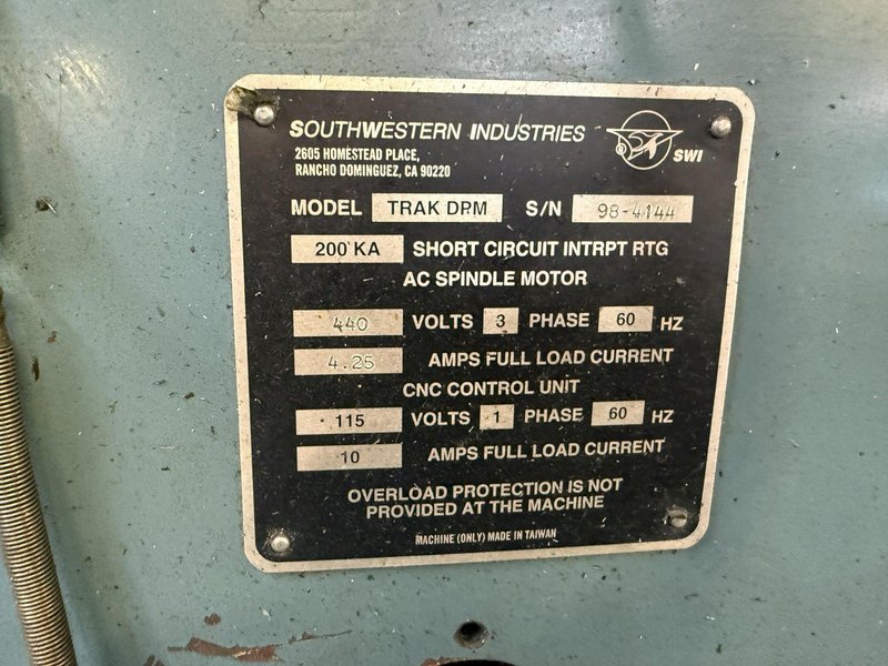 TRAK DPM/SOUTHWESTERN INDUSTRIES CNC VERTICAL MILL: YOBRO #26041