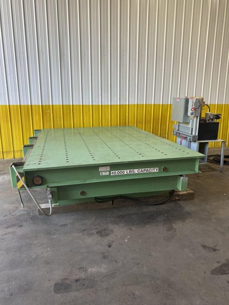 40,000 LBS X 10' X 7' LANGE-LIFT HEVI-HAUL HYDRAULIC SCISSOR LIFT TABLE WITH TILTING DECK: STOCK #17444