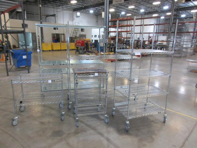Uline Rolling Metal Wire Carts and assorted other brands, (5) Total- Auction Item