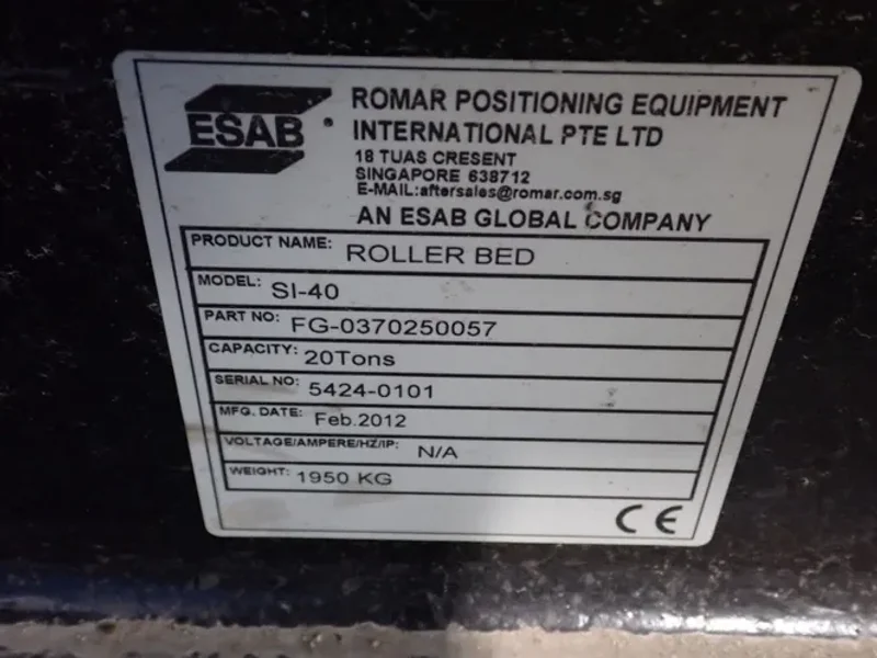 Esab 20 Tons Roller Bed  - Si-40