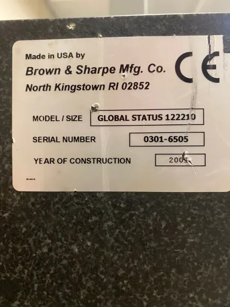2001 BROWN AND SHARPE Global Status 12.22.10 | Coordinate Measuring Machines