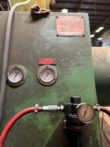 15,000 LB X AMERICAN STEEL LINE MODEL #1000 MOTORIZED COIL REEL UNCOILER : YOBRO #26144