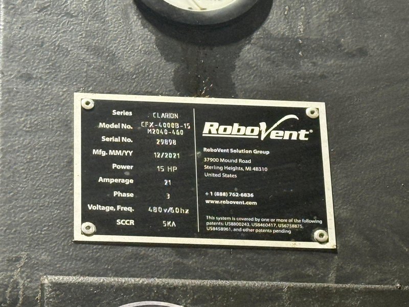 8000 CFM ROBOVENT CLARION MODEL CFX-4000B OIL MIST &amp; SMOKE COLLECTORS: YOBRO #24287