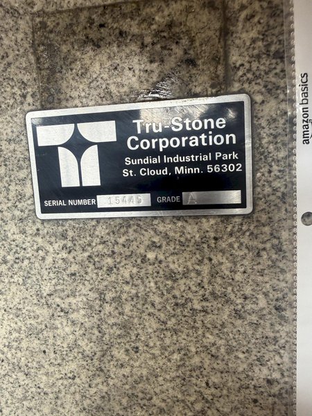 60" X 120" X 16" TRU STONE GRADE A GRANITE SURFACE PLATE W/STAND. STOCK # 0756726