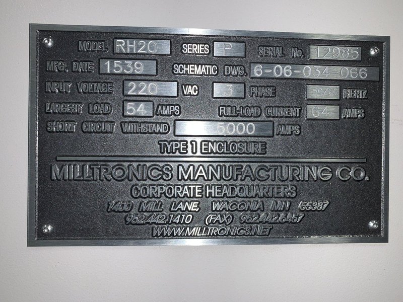 Milltronics RH20 CNC Vertical Mill, S/N 12985, New 2015.