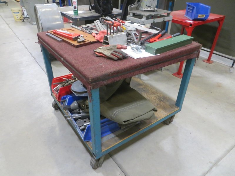 Heavy Duty 38&quot; x 38&quot; Cart Portable On Casters w Large Assortment of Hand Tools AND More!- Auction Item