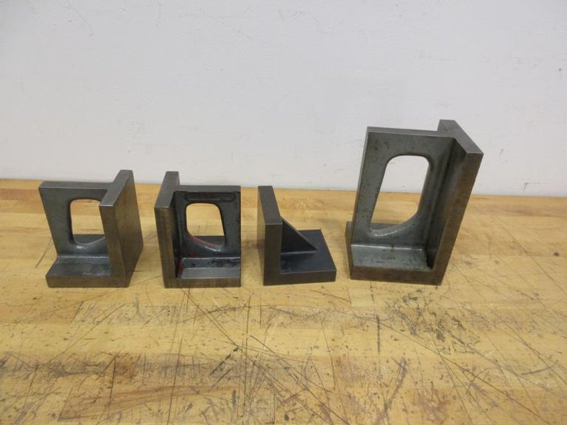 Cast Iron Angle Plates (4 pcs), (1) 4.5" x 5" x 8", (2) 3.75" x 4" x 5", (1) 4" x 4" x 4"- Auction Item