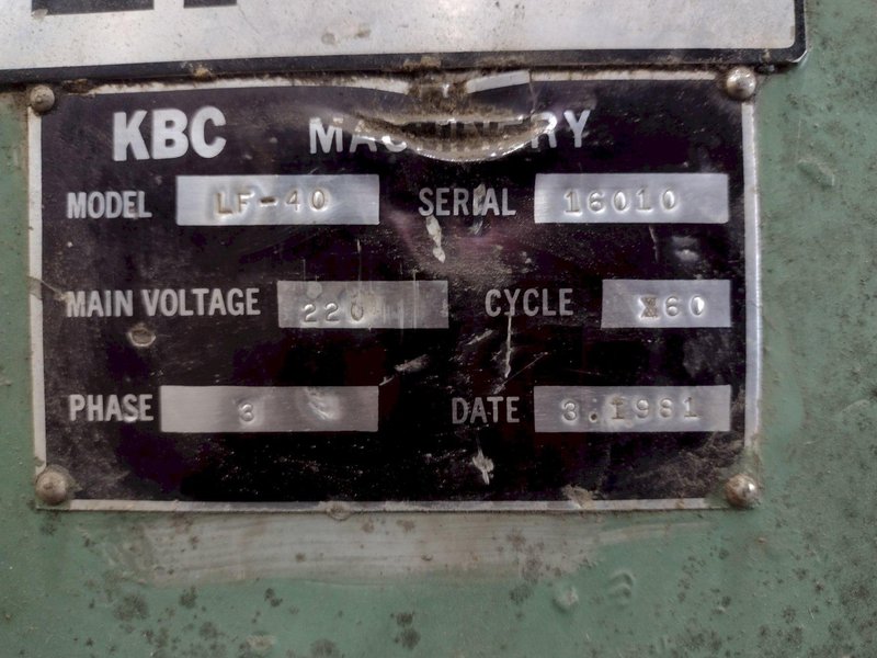 1981 KBC LIAN FENG MODEL #LF-40 2 DIE THREAD ROLLER IN-FEED &amp; THRU-FEED: STOCK #19189