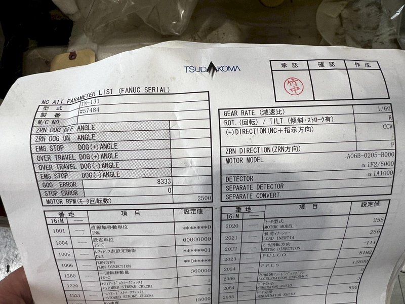Tsudakoma TWA-130 5th Axis Tilting Rotary Table Fanuc A06B-0205-B000