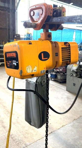 1/2 Ton Harrington Electric Chain Hoist, Pendant, Trolley, 3 Phase