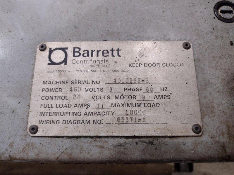 BARRETT MODEL #401 CHIP SPINNER CENTRIFUGE WITH CHIP BASKETS: STOCK #23706