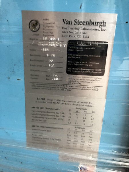 REFRIGERATION RECLAIM SYSTEM: STOCK #14035