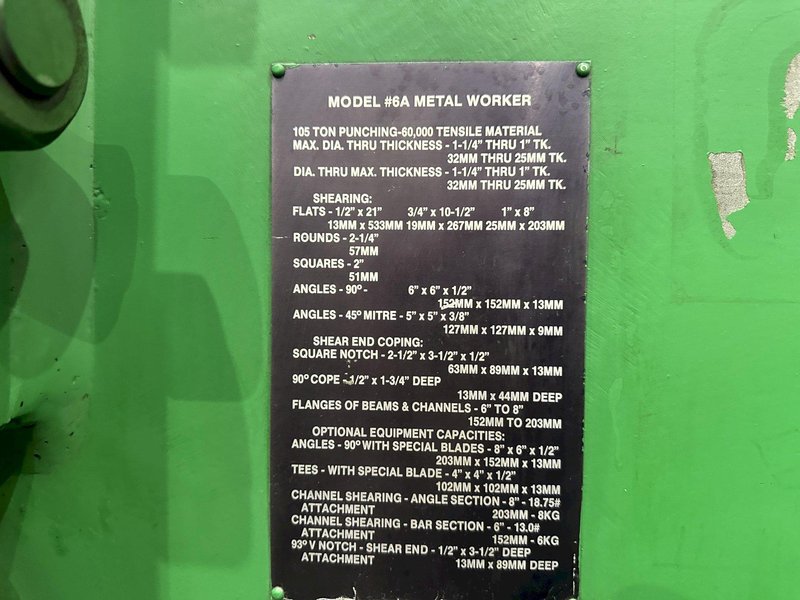 105 TON HILL ACME HYDRAULIC IRONWORKER: STOCK #79311