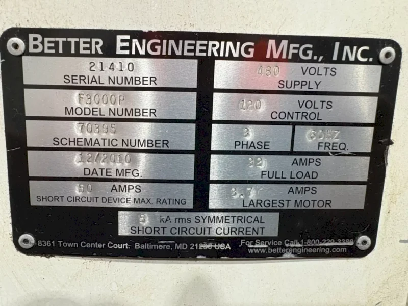 36" BETTER ENGINEERING MODEL #F-3000-P ROTARY TABLE ELECTRIC HEAT PARTS WASHER: YOBRO #25171