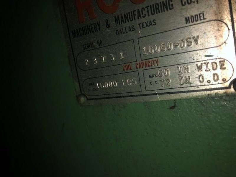 16,000# X 60&quot; MOTORIZED ROWE UNCOILER STOCK# 2882