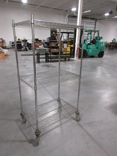 Nexel Adjustable 3 Shelf Rolling Wire Rack- Auction Item