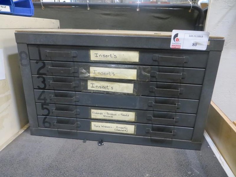 6 Drawer Cabinet and Contents- Included a LARGE SUPPLY Of Inserts, Hardware AND MORE!- Auction Item