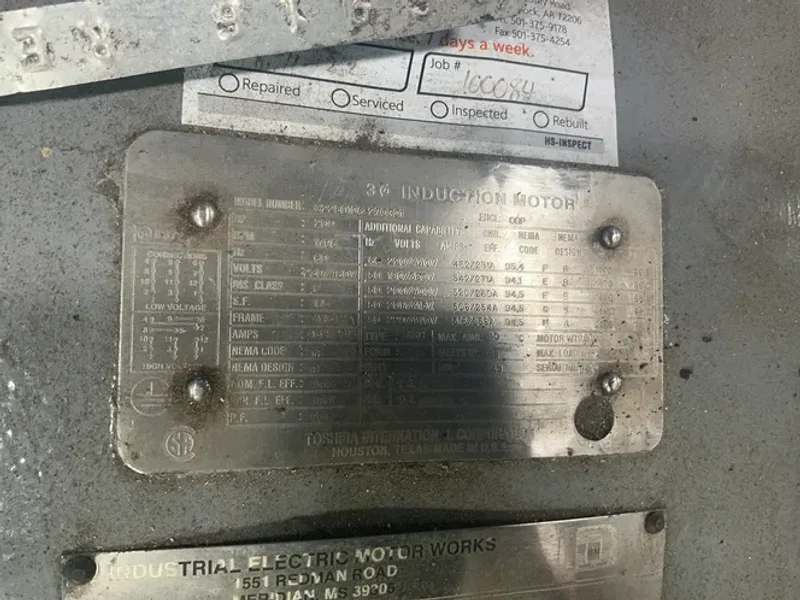 TOSHIBA 200 HP MOTOR  -  02250106-270R01
