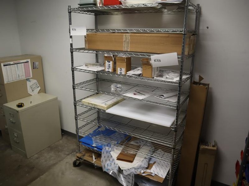 Rolling Adjustable Shelf Wire Racking with 10 Shelves and Contents- Auction Item