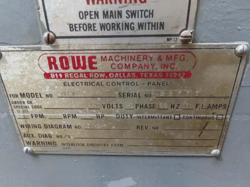 16,000 LB X 48" ROWE UB-16 COIL UPENDER. STOCK # 0218026