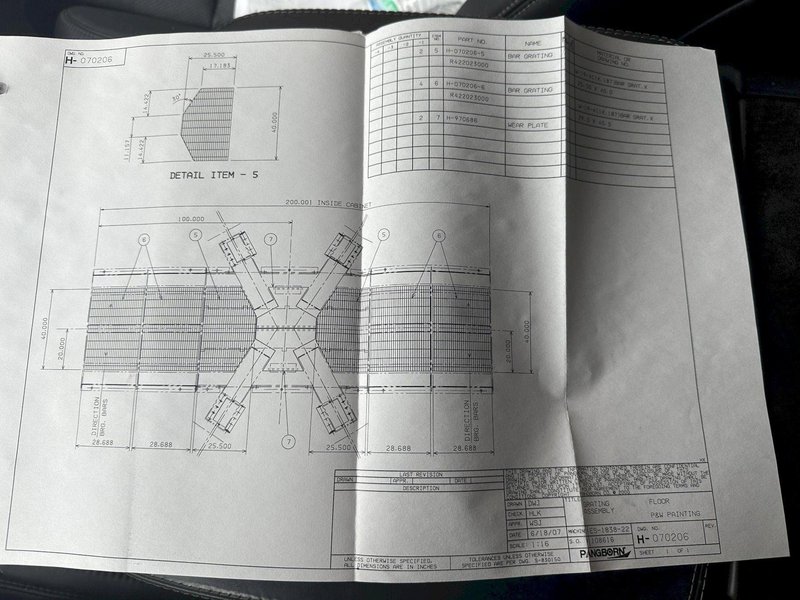48&quot; X 96&quot; X 8 WHEEL PANGBORN MODEL #ES-1838-22 ROLLER CONVEYOR PASS-THRU BLAST SYSTEM, NEW 2007: STOCK #21212
