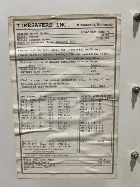 TIMESAVER 52” PUMA 52MWT-DDDB-75 Metal 4 Head Wet Sander 2010’ #7047