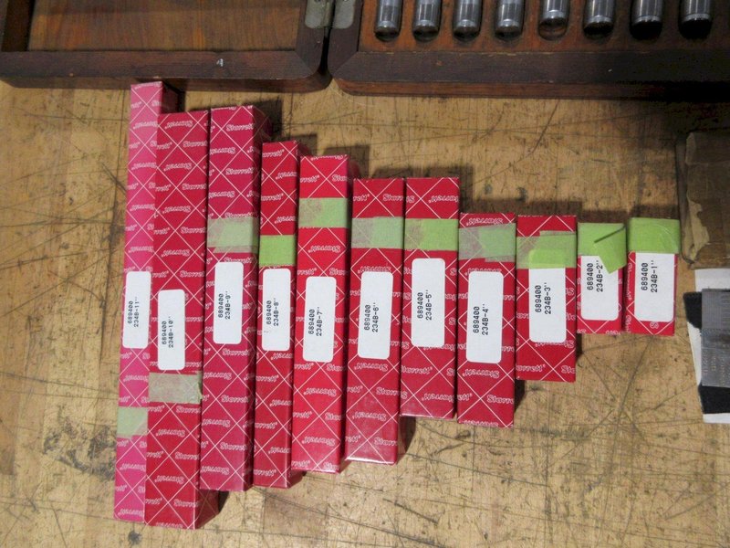 Starrett Micrometer Setting Standards 1"-11", Swedish Gage Co. Micrometer Standards 1"-12", Feeler Gage Stock, Surface Finish Standards- Auction Item