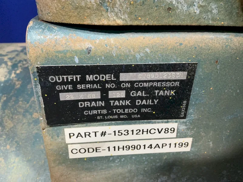 CURTIS 15 HP AIR COMPRESSOR  -  CV89D123S3N