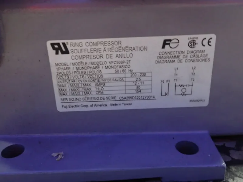 FUJI 2.5 HP REGENERATIVE BLOWER  -  VFC508P-2T