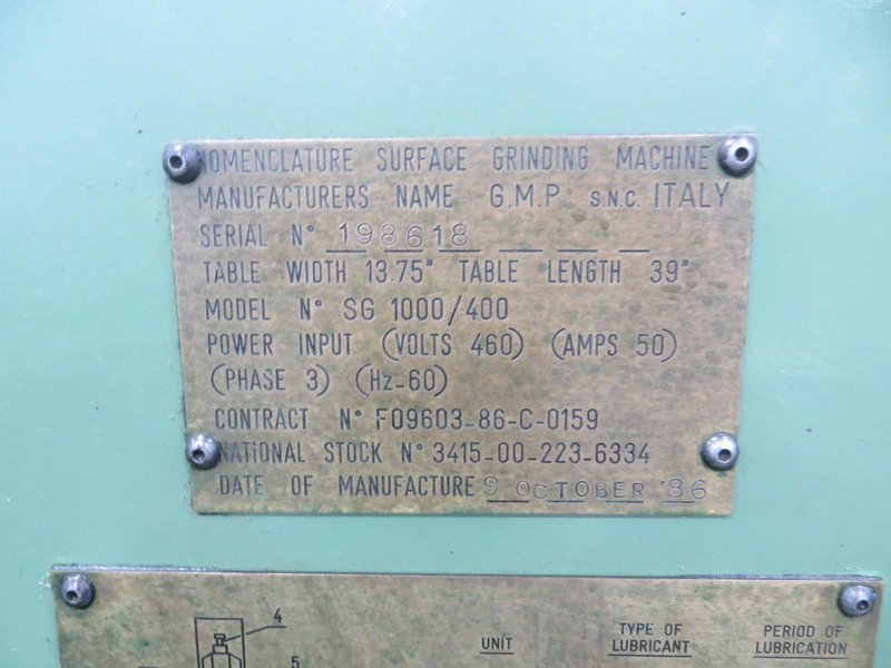 GMP SG-1000/400 Hydraulic Surface Grinder with OS Walker Smart Chuck Control, 12"x36" Fine Line Chuck, OTW Dresser and MORE- Auction Item