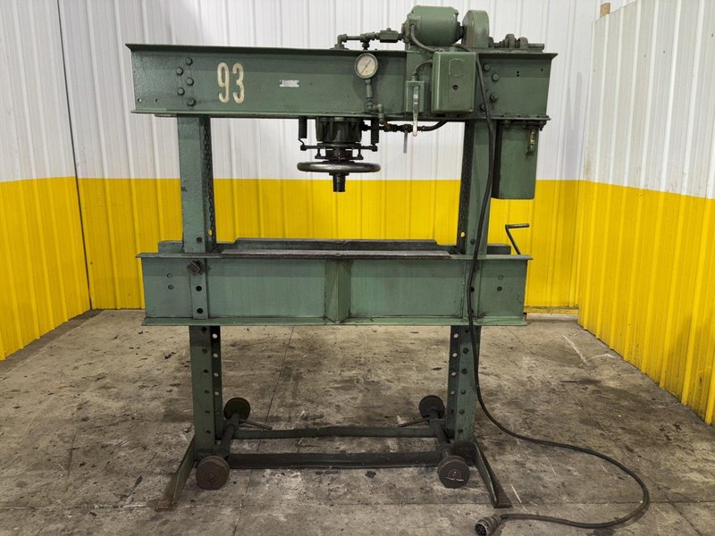 60 TON BRIDGEPORT MANELY H-FRAME HYDRAULIC POWERED SHOP PRESS: STOCK #23116