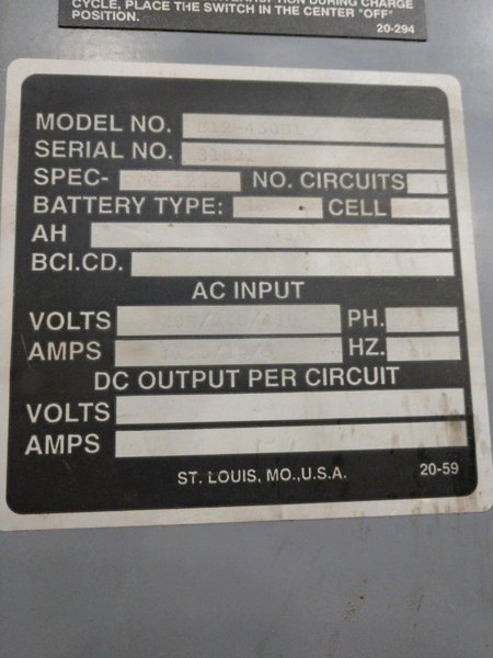 24 VOLT DC PRECISION ELECTRIC BATTERY CHARGER: STOCK 11926