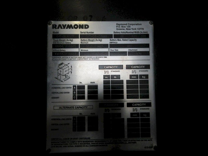 6,000 LBS RAYMOND MODEL #SL60TF NARROW AISLE ELECTRIC SIDE LOADED / FORKLIFT, NEW 2005: YOBRO #25065