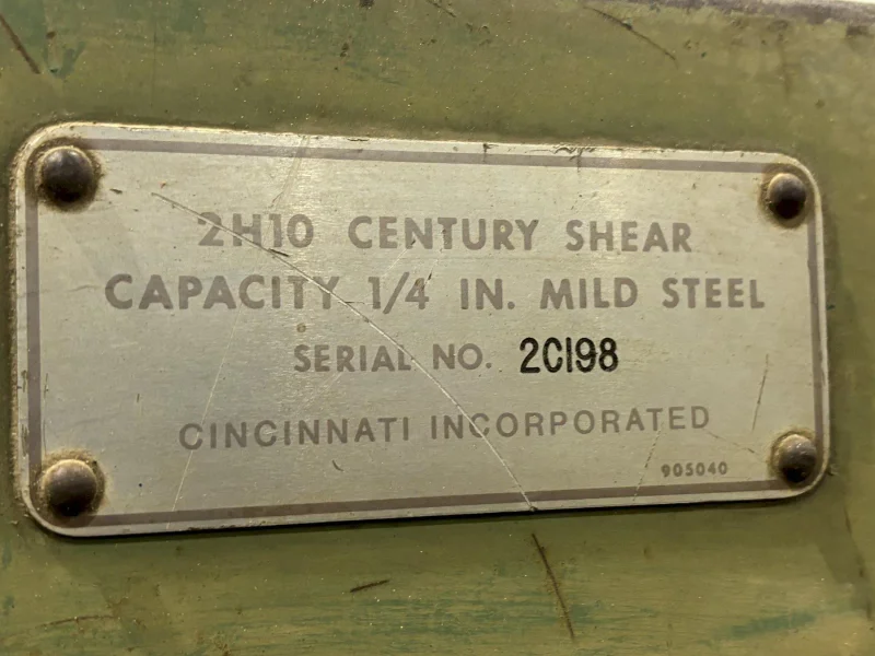 CINCINNATI 2H10 HYDRAULIC POWER SHEAR
