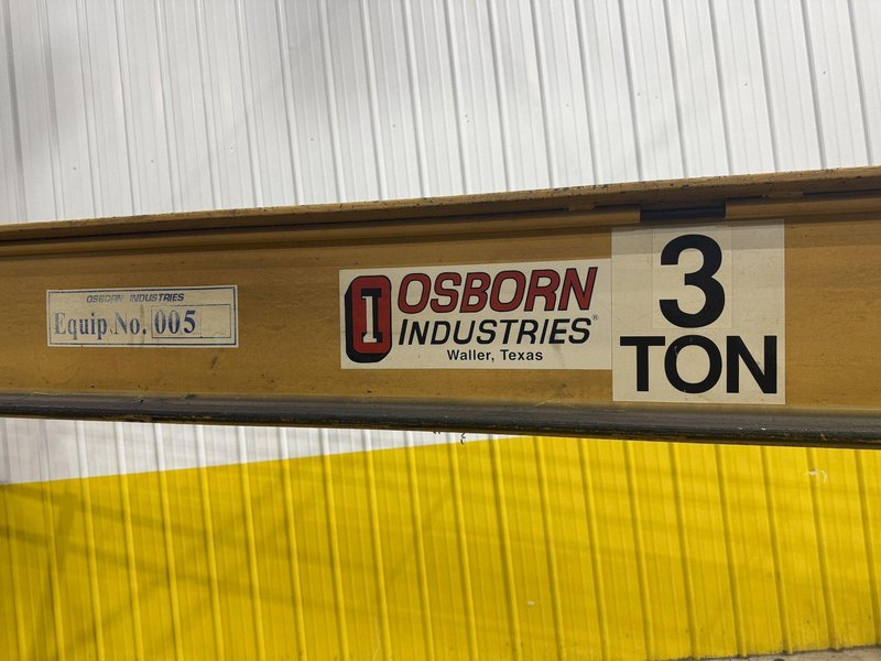 3 TON X 20' X 60' OSBORN SINGLE GIRDER CRANE SYSTEM, FREE STANDING, DETROIT HOIST: YOBRO #24535