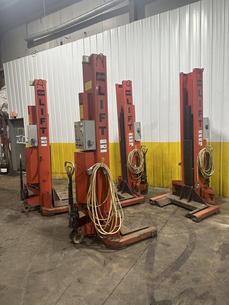 (4) 18,000 LB ALM MODEL #WE-18-4 HEAVY DUTY ELECTRIC MOBILE COLUMN LIFT JACKS: STOCK #18439