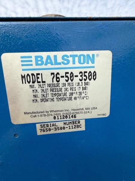 Balston 76-50-3500 Membrane Air Dryer (2 units)- Auction Item