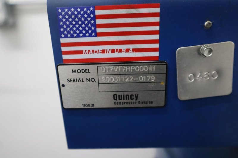Quincy QT-7.5 Air Compressor, 7.5 HP, 80 Gallon Vertical Air Tank- Auction Item