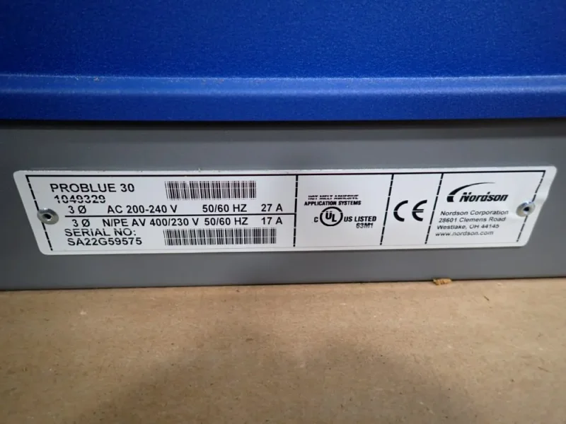 NORDSON 19" X 8" X 12" ADHESIVE MELTER  -  PROBLUE 30 1049329