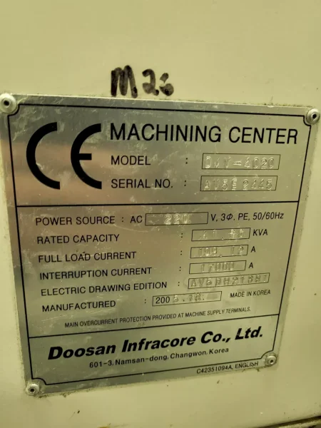 DOOSAN DMV-4020 CNC Vertical Machining Centers