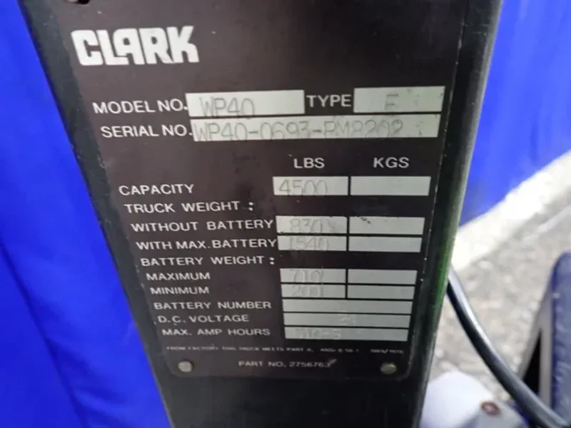 CLARK 4500 LBS ELECTRIC PALLET JACK  -  WP40