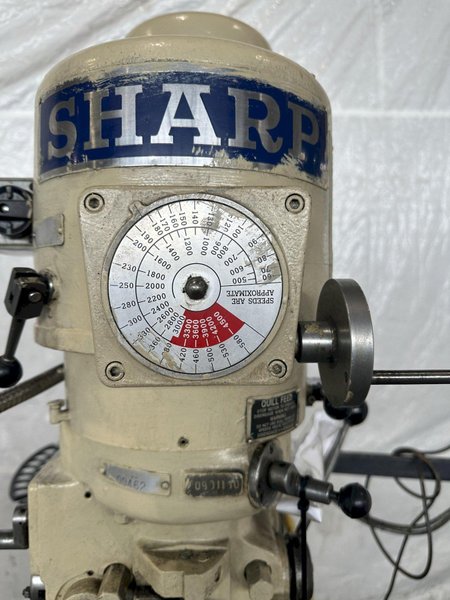 3 HP SHARP LMV VERTICAL KNEE MILL. STOCK # 0642023