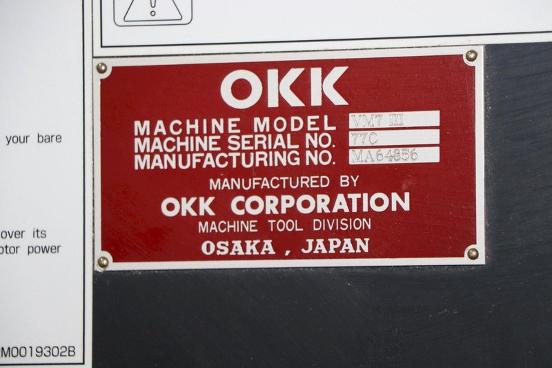 OKK MODEL #VM7III VERTICAL MACHINING CENTER NEOMATIC 635V CONTROL: YOBRO #26184